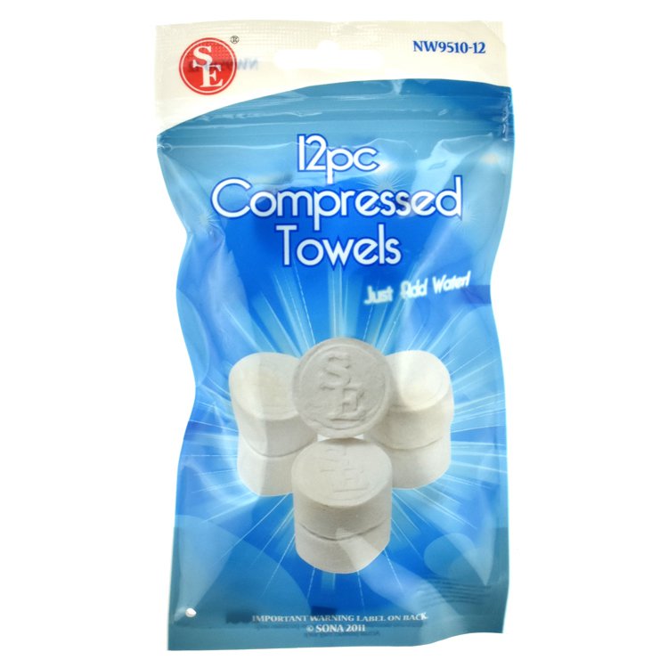 12Pc Compressed Disposable Towels 100% Rayon