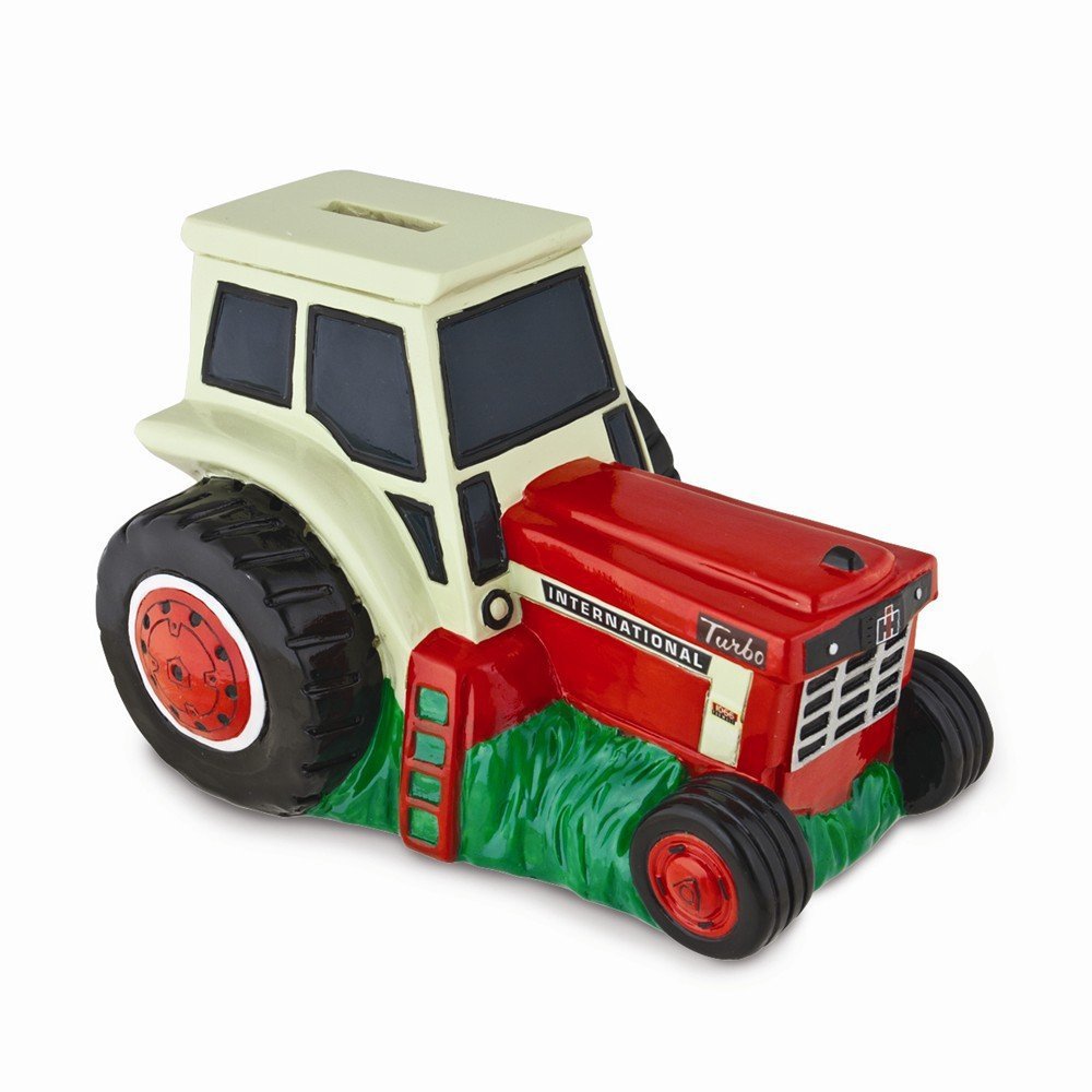 Polyresin Red/White International Harvester Tractor Bank