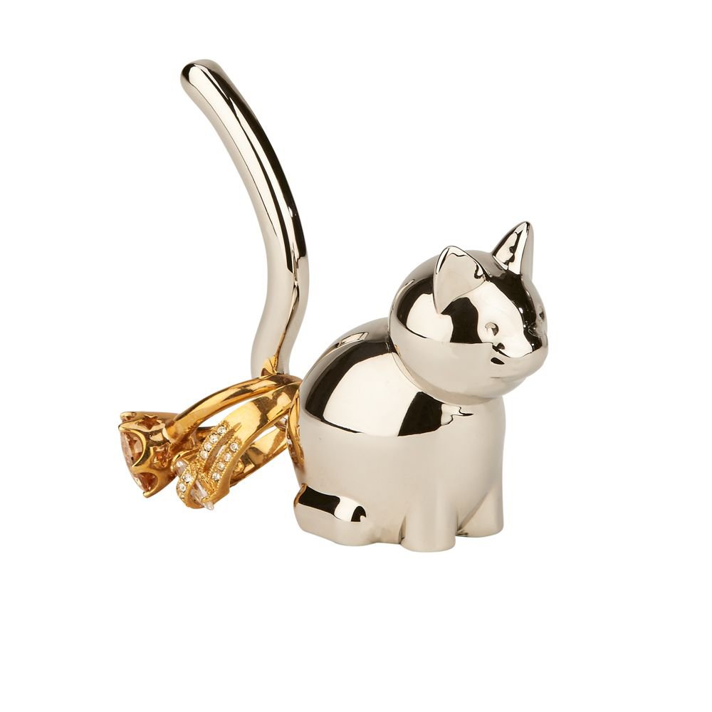 Cat Ring MINDER Holder with Elegant Nickel Plated Tone