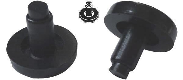 12 Nylon Flat Stem 3/4" Bumpers for Tubular Bases - Black
