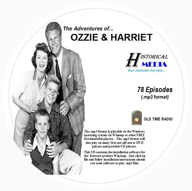 ADVENTURES OF OZZIE & HARRIET - 78 Episodes - Old Time Radio OTR In MP3 On 1 CD