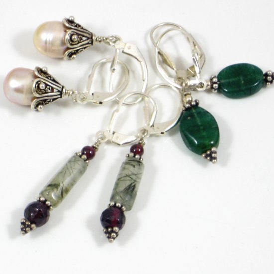 Darling Dangles - Set of 3 PAIRS of Genuine Gemstone Earrings