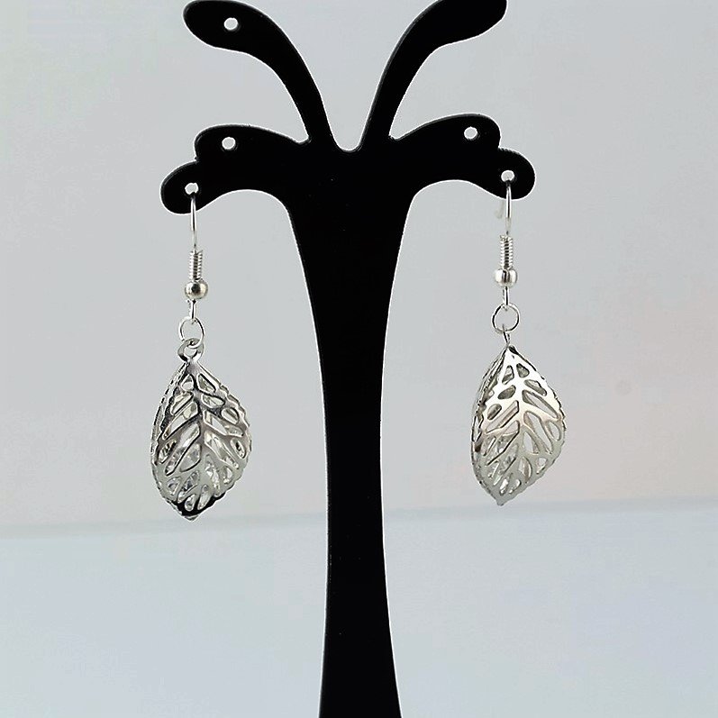 Fashion Chic Boho Shinning Silver Plating Multi-layer Crystal Double Leaf Drop Earrings