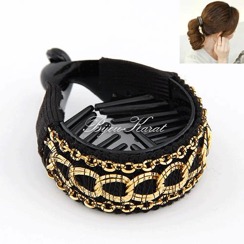 Fashion Retro Gold Chain Tail Clamp Claw Comb Jaw Ponytail Hair Clip Barrette Holder