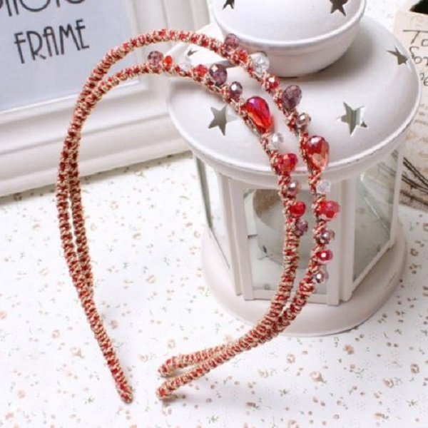 Beautiful Stylish Multicolor Fashion Retro Red Crystal Rhinestone Hair Band Headband