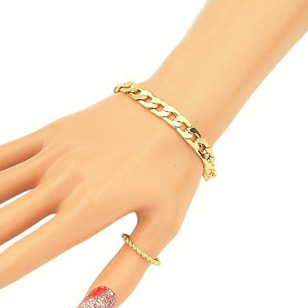 Simply Elegant Thick Gold Plated Curb Cuban Chain Link Bangle Bracelet