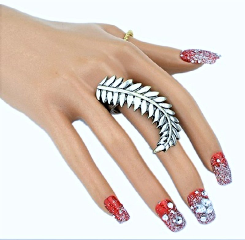 Bohemian Fashion Vintage Romantic Sterling Antique Silver Delicate Leaves Ring