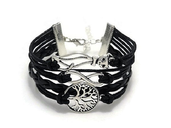 Boho Multi-Layer Handmade Infinity Cat Life Tree Leather Wrap Bangle Love Friendship Bracelet