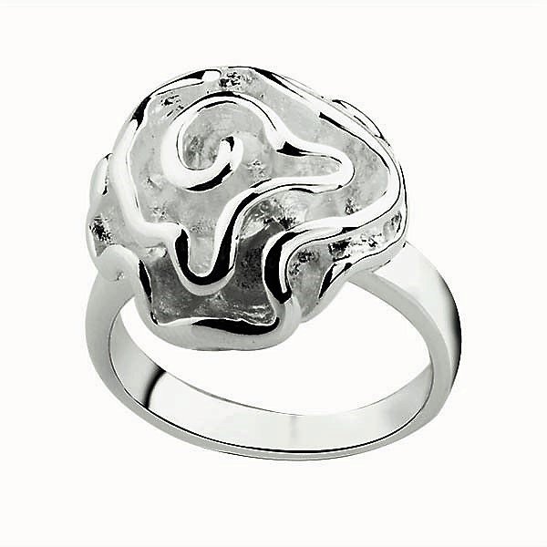 Gorgeous Classic 925 Sterling Silver Plated Thick Frozen Frosted Rose Flower Swirl Ring