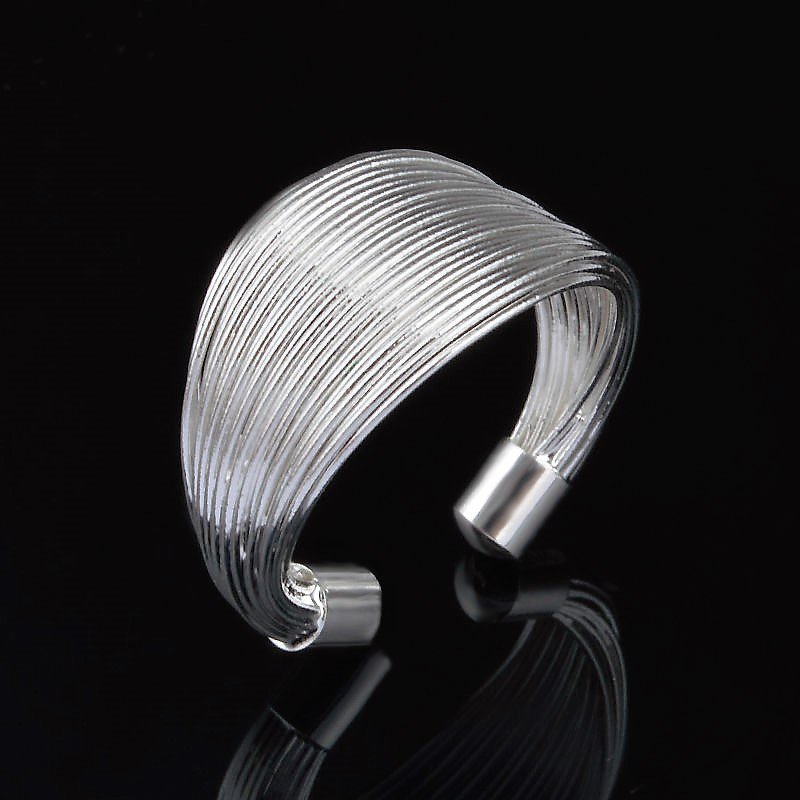 Elegant Classic 925 Sterling Silver Plated Gathered Adjustable Open Thumb Ring