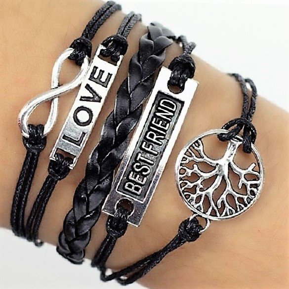 Boho Multi-Layer Handmade Infinity Life Tree Leather Wrap Bangle Love Friendship Bracelet