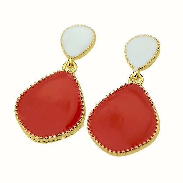 Elegant Boho Chic Vintage Bold Red Neon Candy Color Drop Stud Earrings