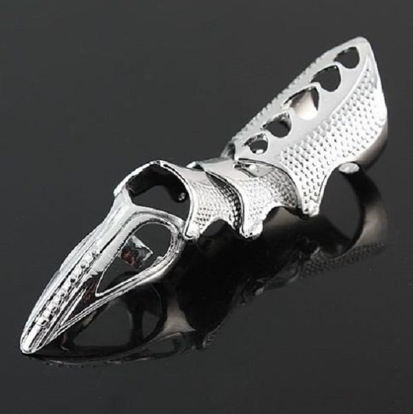 Fashion Retro Silver Plated Gothic Steampunk Armor Knuckle Style Unisex Long Joint Ring