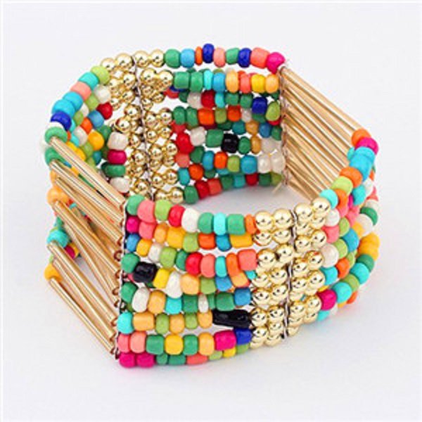 Multicolor Bohemian Multilayers Tassel Rice Beads Trendy Chic Luxury Style Bracelet