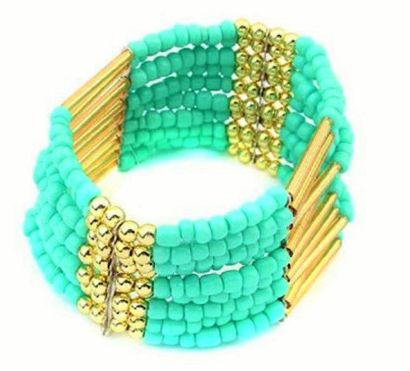 Light Blue Bohemian Multilayers Tassel Rice Beads Trendy Chic Luxury Style Bracelet