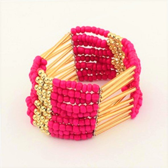 Pink Bohemian Multilayers Tassel Rice Beads Trendy Chic Luxury Style Bracelet