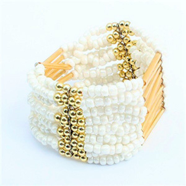 White Bohemian Multilayers Tassel Rice Beads Trendy Chic Luxury Style Bracelet