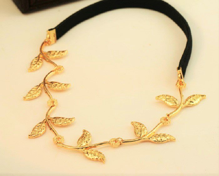 Elegant Greek Goddess Fashion Style Metal Gold Plated Olive Leaf Headband