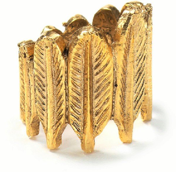 Classic Chic Fashion Punk Retro Antique Yellow Gold Plated Leaf Feather Style Ring
