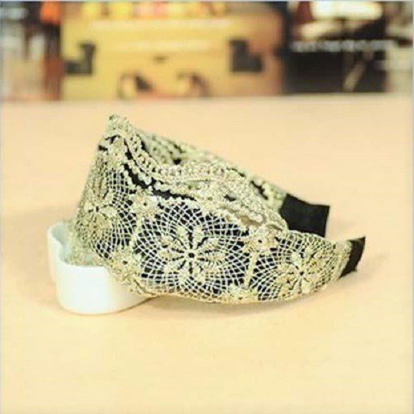 Elegant Vintage Wide Hoop Net Spiderweb Flower Embroidery Lace Headband