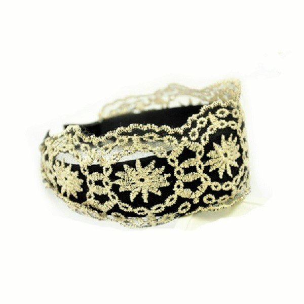 Elegant Vintage Wide Hoop Daisy Sunflowers Embroidery Lace Headband