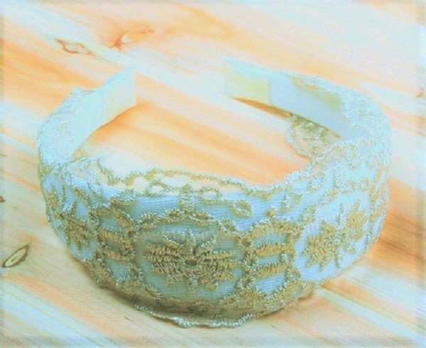 Elegant White Vintage Wide Hoop Daisy Sunflower Embroidery Lace Headband
