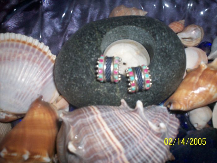 Woven threads and sterling earrings (pierced.)