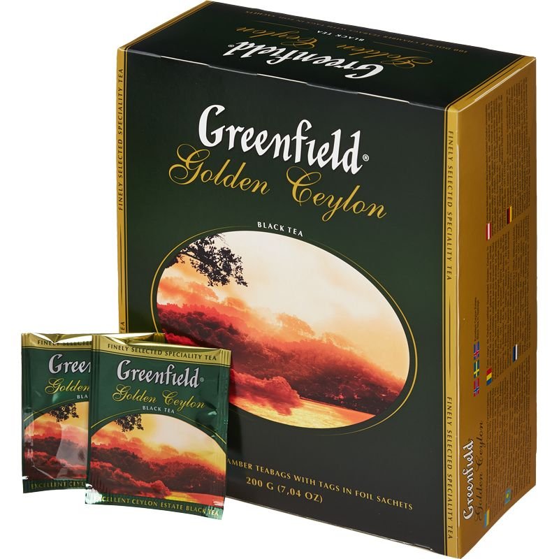 Greenfield Golden Ceylon Black Leaf Tea 100 Tea Bags in Box 200g / 7,04 Oz