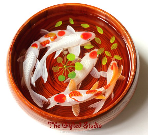 Tancho Koi resin painting