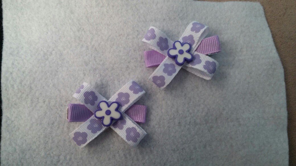 Purple Flower Hair Bows