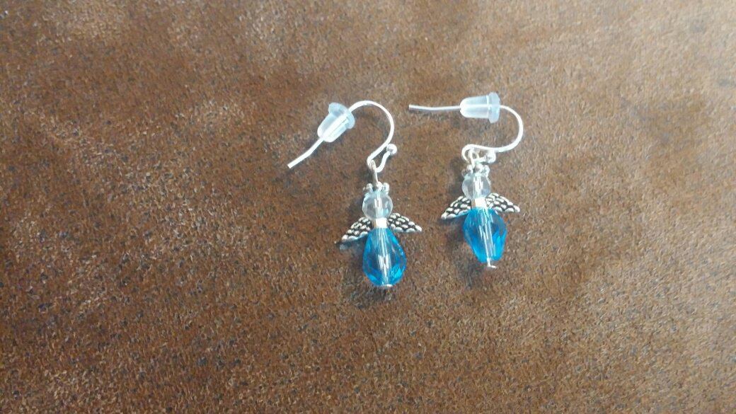 Angel Earrings - Blue Crystal