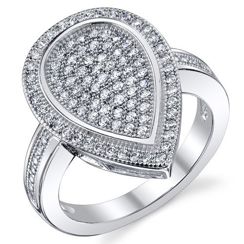 Sterling Silver Tear Drop Design CZ Ring