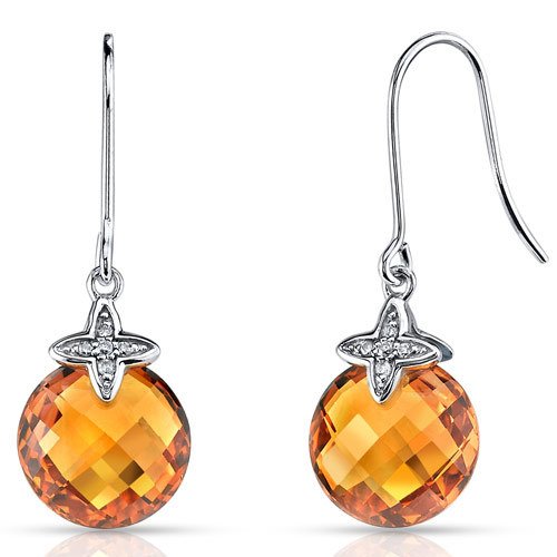 14K White Gold Citrine Earrings