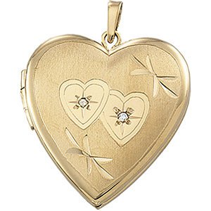 14K Gold Heart Locket with Diamonds