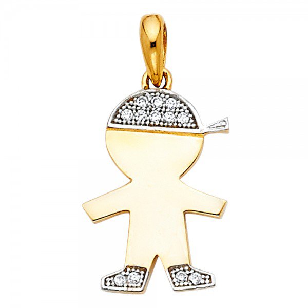 14K Yellow or White Gold Little Boy Charm Pendant