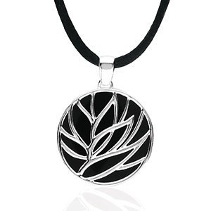 Sterling Silver Onyx Floral Inspired Necklace