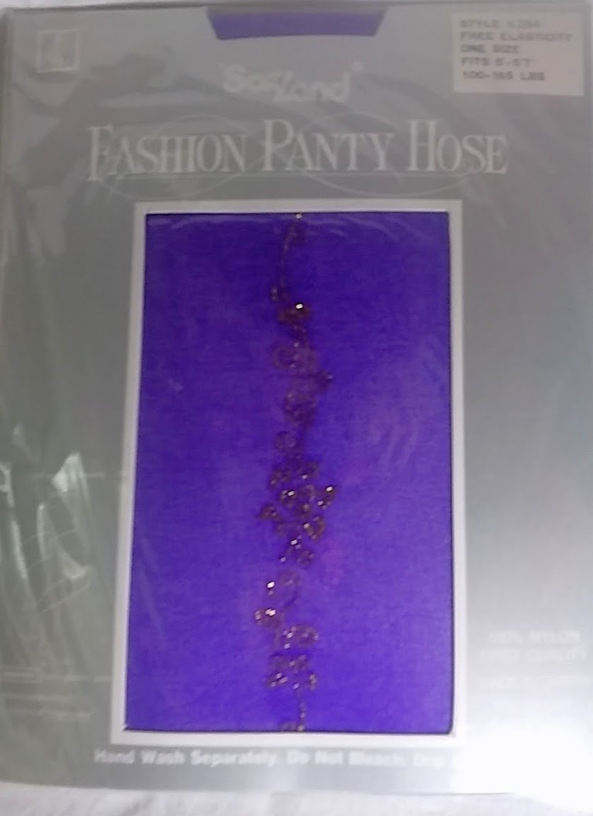 Fashion panty hose purple with gold glitter design 100% nylon - soxland