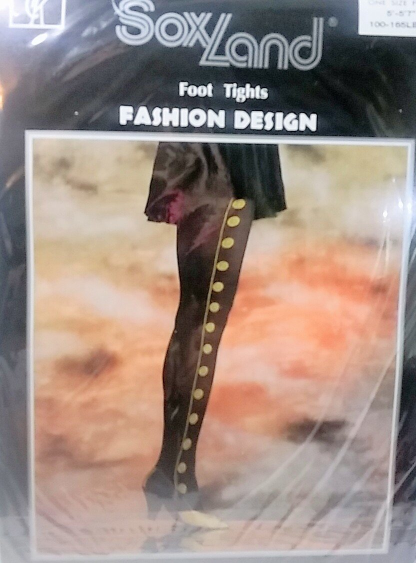 Fashion tights black with gold design 100% nylon Hosiery pantyhose