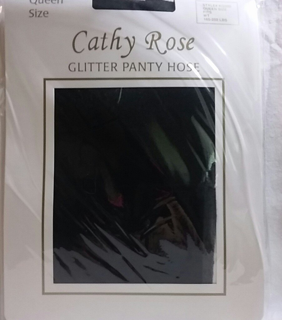 Queen Size Fashion glitter panty hose black 100% nylon Cathy Rose Hosiery pantyhose