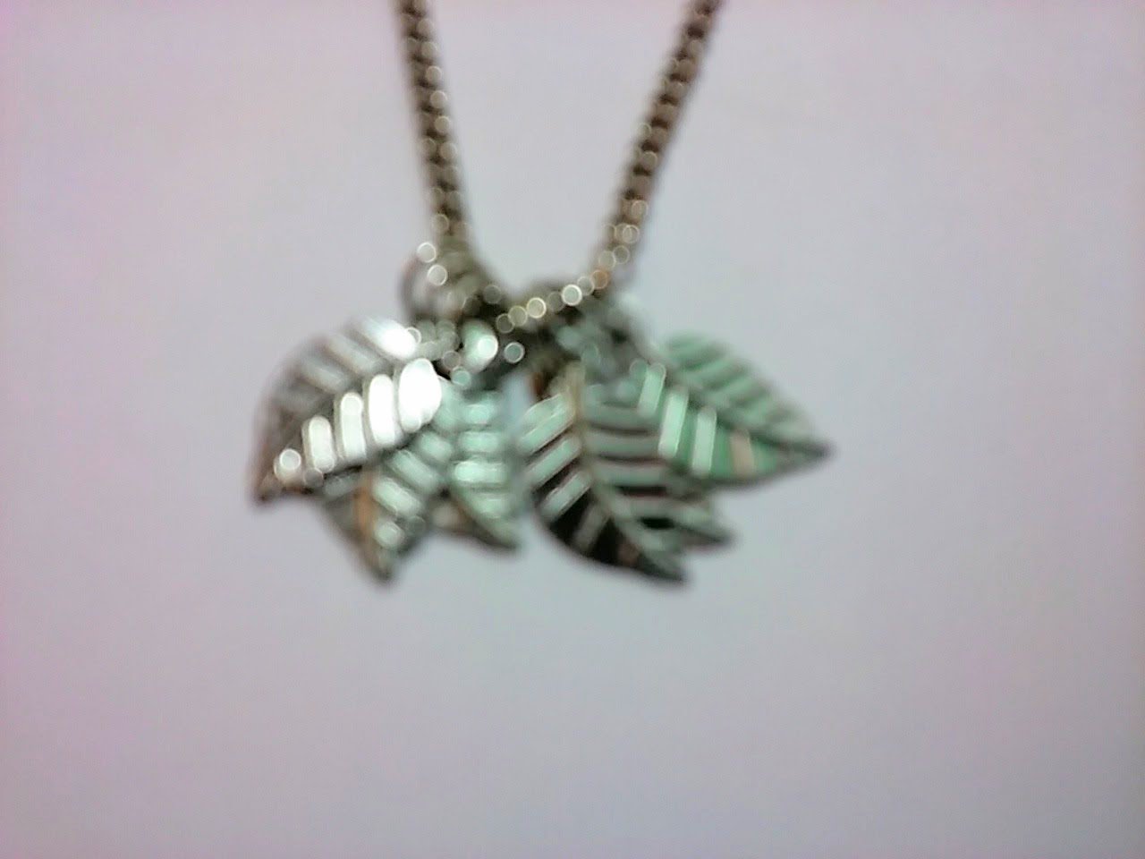 Silver necklace with five leaf charms 18 INCH CHAIN