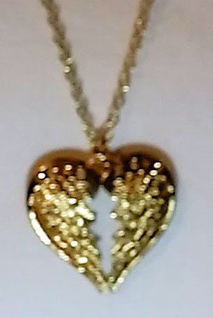 necklace with 2 wings in the shape of a heart - 18 inch chain