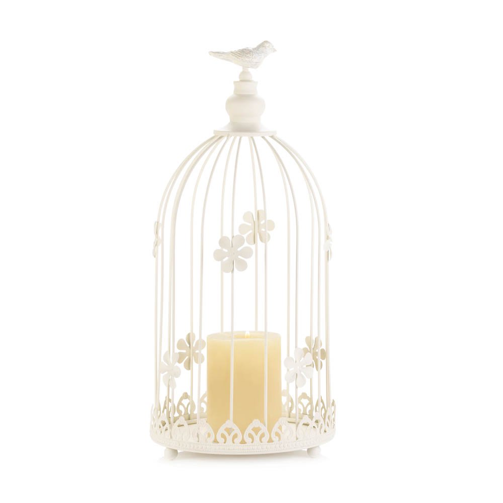 Iron Birdcage Candle Holder - Ivory