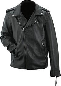 Evel Knievel Mens Black Genuine Leather Classic Motorcycle Jacket