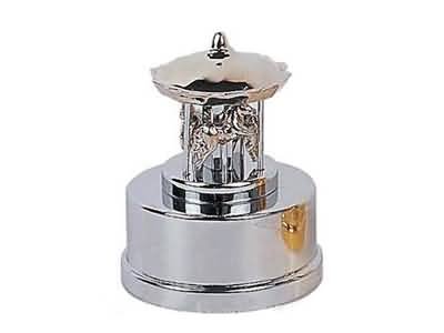 Silver running horse music box