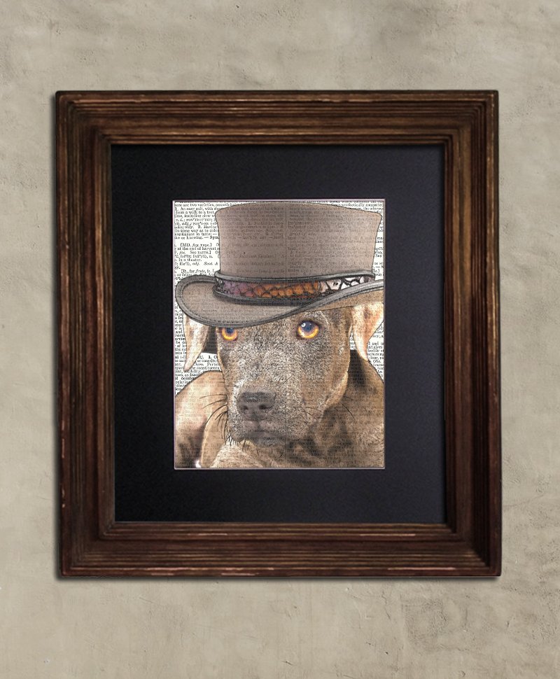 Dictionary Print: Unshakable Pitbull Pup, Steampunk Dog Art Print