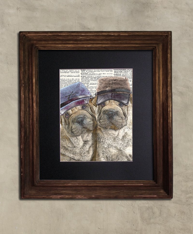 Dictionary Print: Amity Sharpei Duo, Steampunk Dog Art Print