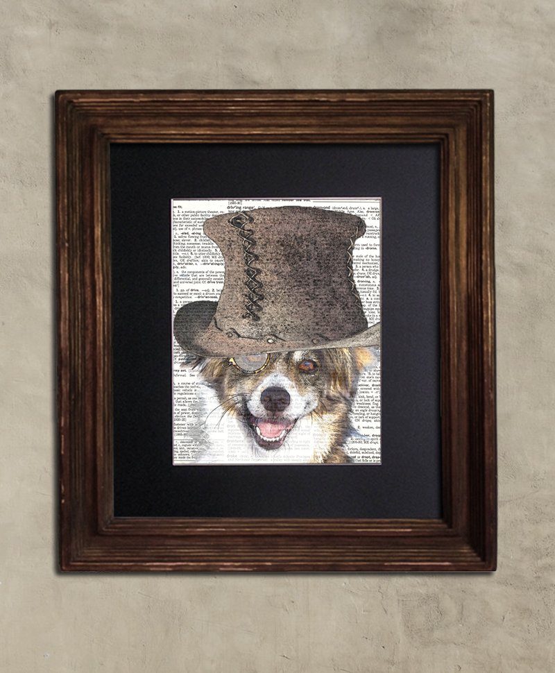 Dictionary Print: Charismatic Mixed Breed Dog, Steampunk Dog Art Print