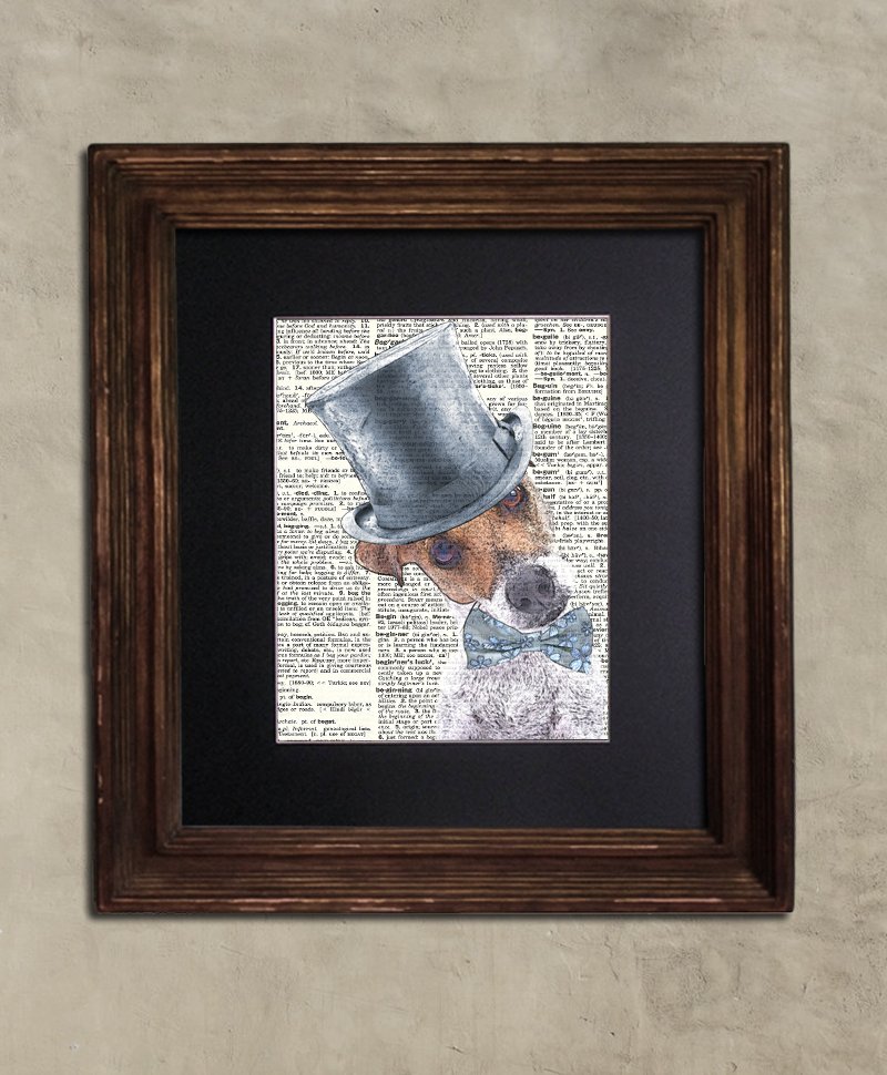 Dictionary Print: Dapper Jack Russell, Steampunk Dog, Dog Art Print