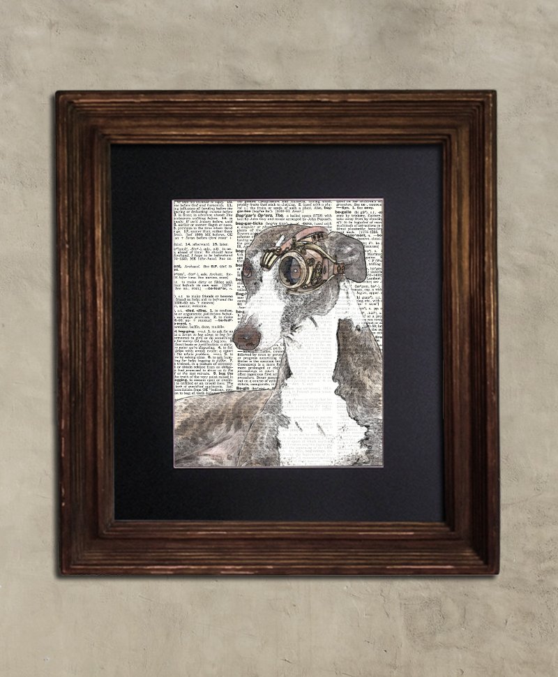 Dictionary Print: Triumphant Whippet, Steampunk Dog Art Print