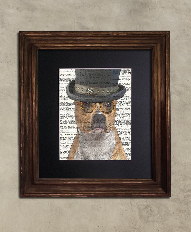 Dictionary: Steampunk Spiffy American Staffordshire Terrier, Dog Art Print